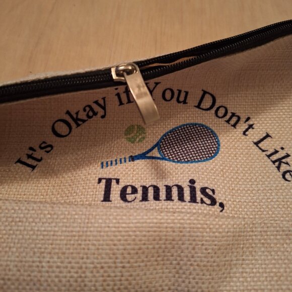 Tennis Smart Sport Canvas Zipper Pouch Makeup Bag Storage Organizer - Picture 3 of 4